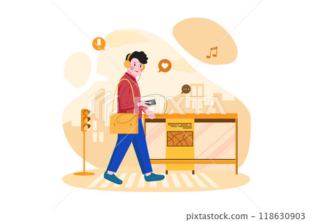 Podcast Audio Illustration concept. Flat illustration isolated on white background 118630903