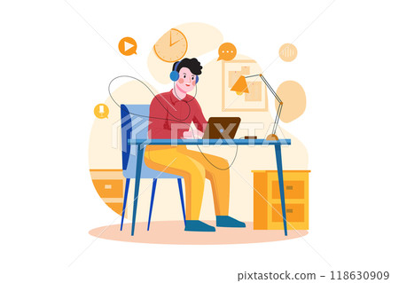 Podcast Audio Illustration concept. Flat illustration isolated on white background 118630909