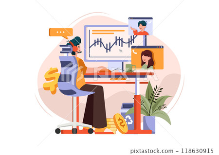 Financial Management Illustration concept on white background 118630915