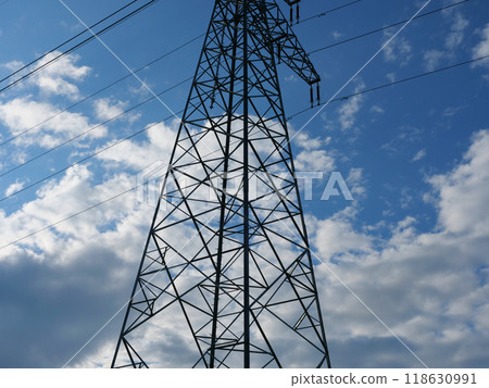 Electric tower and wires at sunset showcase the evolution of energy technology and electricity Electric tower highlights the importance of efficient power distribution and technological innovation. Electric tower and wires at sunset showcase the evolution of energy technology and electricity Electric tower highlights the importance of efficient power distribution and technological innovation. 118630991