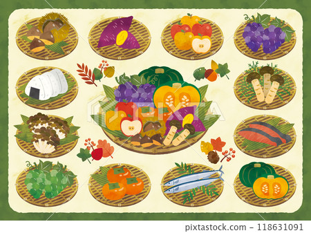 Watercolor autumn taste illustration set 118631091