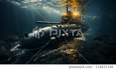 nuclear submarine cuts through the ocean with impressive precision submarine's sleek lines and powerful form are realistically depicted, showcasing submarine's advanced technology nuclear submarine cuts through the ocean with impressive precision submarine's sleek lines and powerful form are realistically depicted, showcasing submarine's advanced technology 118631166