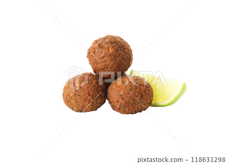 PNG falafel with lime isolated on white background. PNG falafel with lime isolated on white background. 118631298