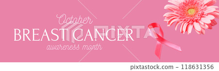 A beautiful thematic card for breast cancer month 118631356
