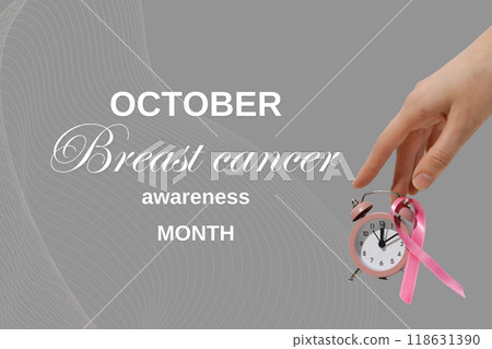 A beautiful thematic card for breast cancer month 118631390