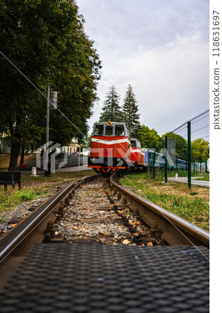 A narrow-gauge children's railway to the city of Minsk. Rails near 118631697