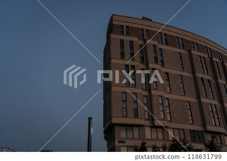 The business building in Minsk is illuminated late at night The business building in Minsk is illuminated late at night 118631799
