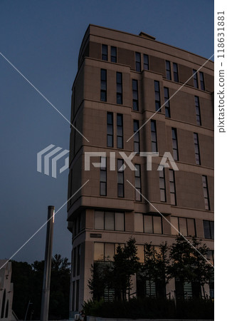 The business building in Minsk is illuminated late at night The business building in Minsk is illuminated late at night 118631881
