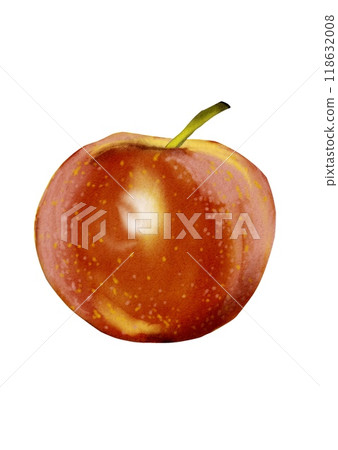 Red apple. A fruit with a small branch of red and yellow color. Watercolor illustration. Red apple. A fruit with a small branch of red and yellow color. Watercolor illustration. 118632008