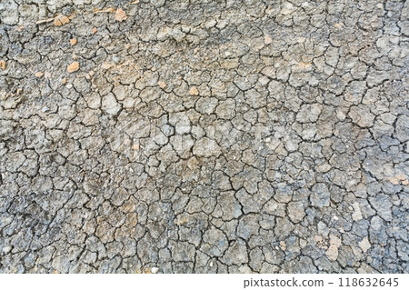 Texture cracked clay ground. Dry land in the desert without water Texture cracked clay ground. Dry land in the desert without water 118632645