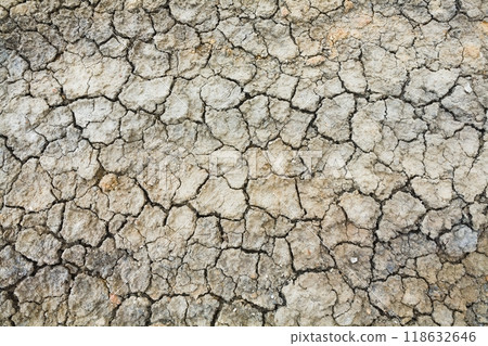 Texture cracked clay ground. Dry land in the desert without water 118632646