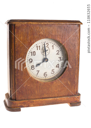 Antique table clock isolated on white background Antique table clock isolated on white background 118632655