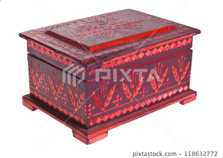Vintage wooden box, a box on a white background. 118632772