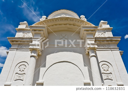 Beautiful white Russian Christian Orthodox Church. Religion 118632831
