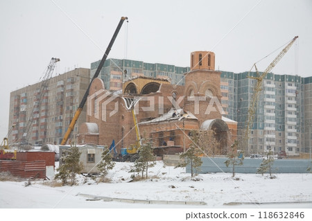 Beautiful white Russian Christian Orthodox Church. Religion Beautiful white Russian Christian Orthodox Church. Religion 118632846