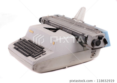 Old antique mechanical vintage typewriter on white with clipping puth Old antique mechanical vintage typewriter on white with clipping puth 118632919