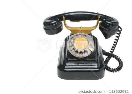 Old grunge vintage Dial Phone on white isolated 118632981