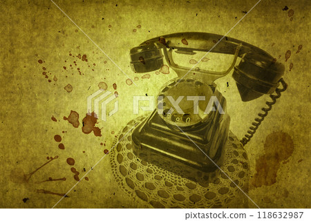 Old grunge vintage Dial Phone on white isolated 118632987