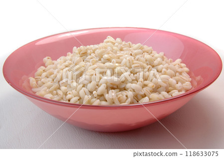 groats in plate on white groats in plate on white 118633075