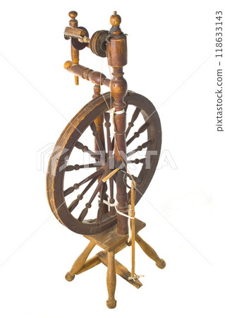 Old antique vintage wooden a distaff. 118633143