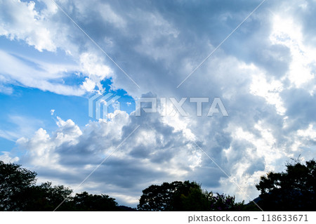 Autumn blue sky and white clouds Autumn blue sky and white clouds 118633671
