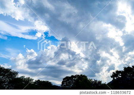 Autumn blue sky and white clouds Autumn blue sky and white clouds 118633672