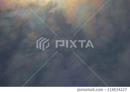 A rainbow-colored cloud 118634227