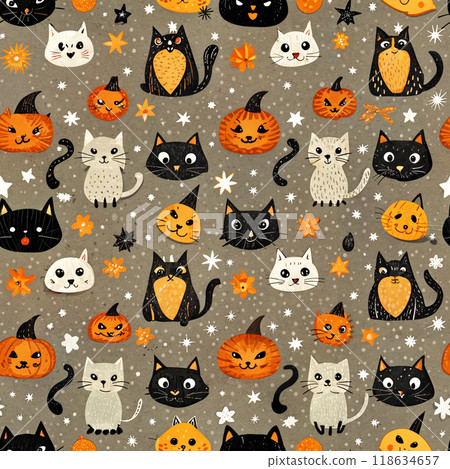 seamless pattern with cute halloween seamless pattern with cute halloween 118634657
