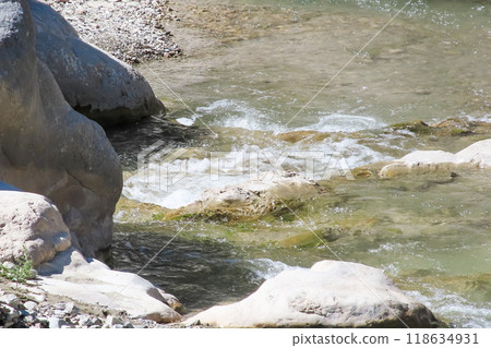 Harmankaya Canyon, Bilecik, Turkey. Harmankaya Canyon is located in Harmankaya Nature Park. Magnificent natural scenery, hills and rocks in which the canyon is located. 118634931