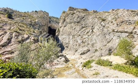 Harmankaya Canyon, Bilecik, Turkey. Harmankaya Canyon is located in Harmankaya Nature Park. Magnificent natural scenery, hills and rocks in which the canyon is located. Harmankaya Canyon, Bilecik, Turkey. Harmankaya Canyon is located in Harmankaya Nature Park. Magnificent natural scenery, hills and rocks in which the canyon is located. 118634950