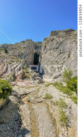 Harmankaya Canyon, Bilecik, Turkey. Harmankaya Canyon is located in Harmankaya Nature Park. Magnificent natural scenery, hills and rocks in which the canyon is located. 118634954