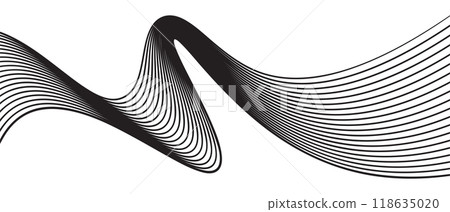 abstract black and white wave background. Vector illustration 118635020