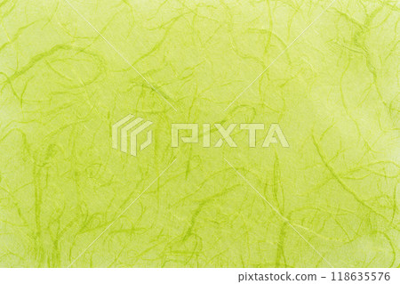 Colorful Awa washi paper texture background, yellow-green color Colorful Awa washi paper texture background, yellow-green color 118635576