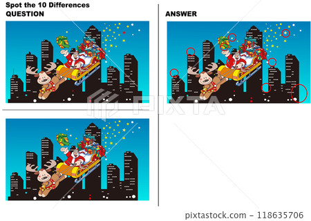 Spot the Difference Quiz, Reindeer and Santa Claus 118635706