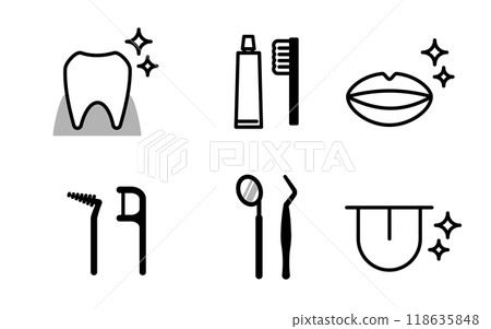 Tooth dental care icon line drawing illustration 118635848