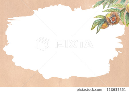 Pink frame material of hand-painted watercolor and paint brush strokes of chestnuts Pink frame material of hand-painted watercolor and paint brush strokes of chestnuts 118635861