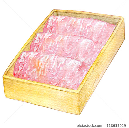 Watercolor illustration: Sukiyaki meat 118635929