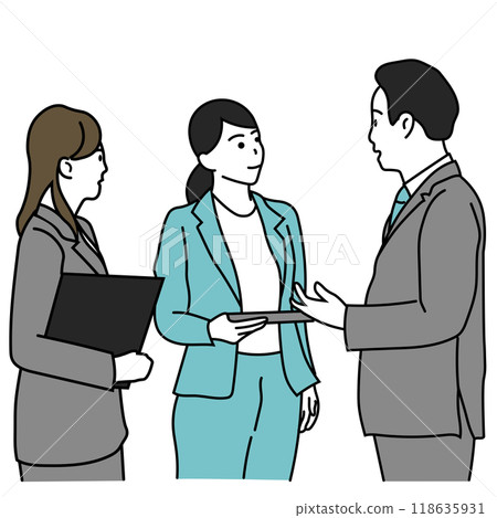 三個人進行商務談話的插圖 三個人進行商務談話的插圖 118635931