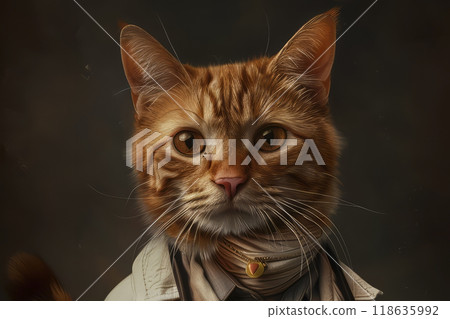 Cat doctor in a robe. Generative AI 118635992