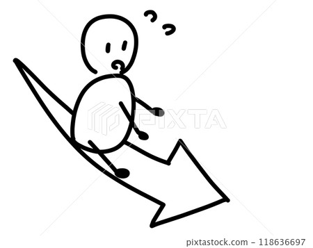 一個人騎著下降箭頭的鬆散插圖 118636697