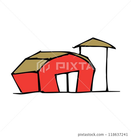isometric farms with mills barn and silo hay fence and street lamp isolated vector isometric farms with mills barn and silo hay fence and street lamp isolated vector 118637241