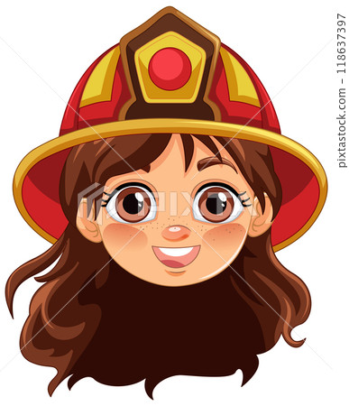 Smiling Girl Firefighter Illustration 118637397
