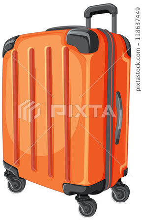 Orange Rolling Luggage Illustration Orange Rolling Luggage Illustration 118637449