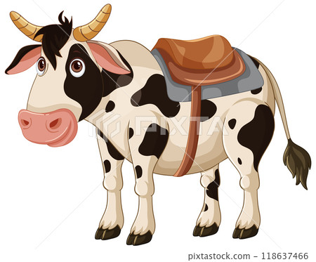 Cartoon Cow with Saddle Cartoon Cow with Saddle 118637466