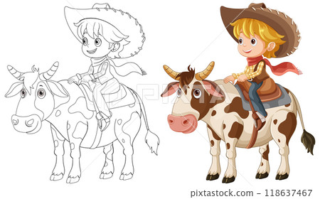 Cowgirl Riding a Happy Cow 118637467