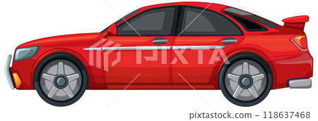 Sleek Red Sedan Illustration Sleek Red Sedan Illustration 118637468