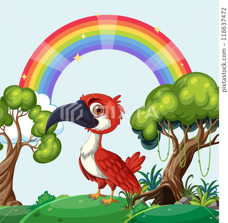Colorful Bird Under Rainbow Colorful Bird Under Rainbow 118637472