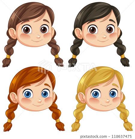 Diverse Girls with Braided Hair 118637475