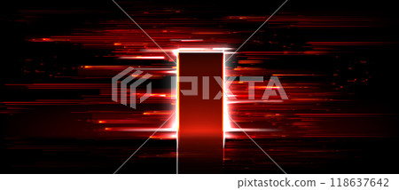 Open door on red glitch background 118637642