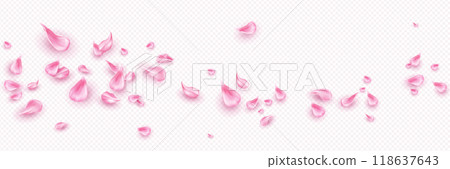 Pink flower petals flying 118637643